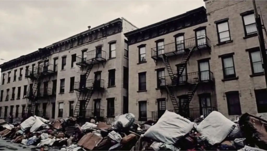 Running figure between brick alleys
